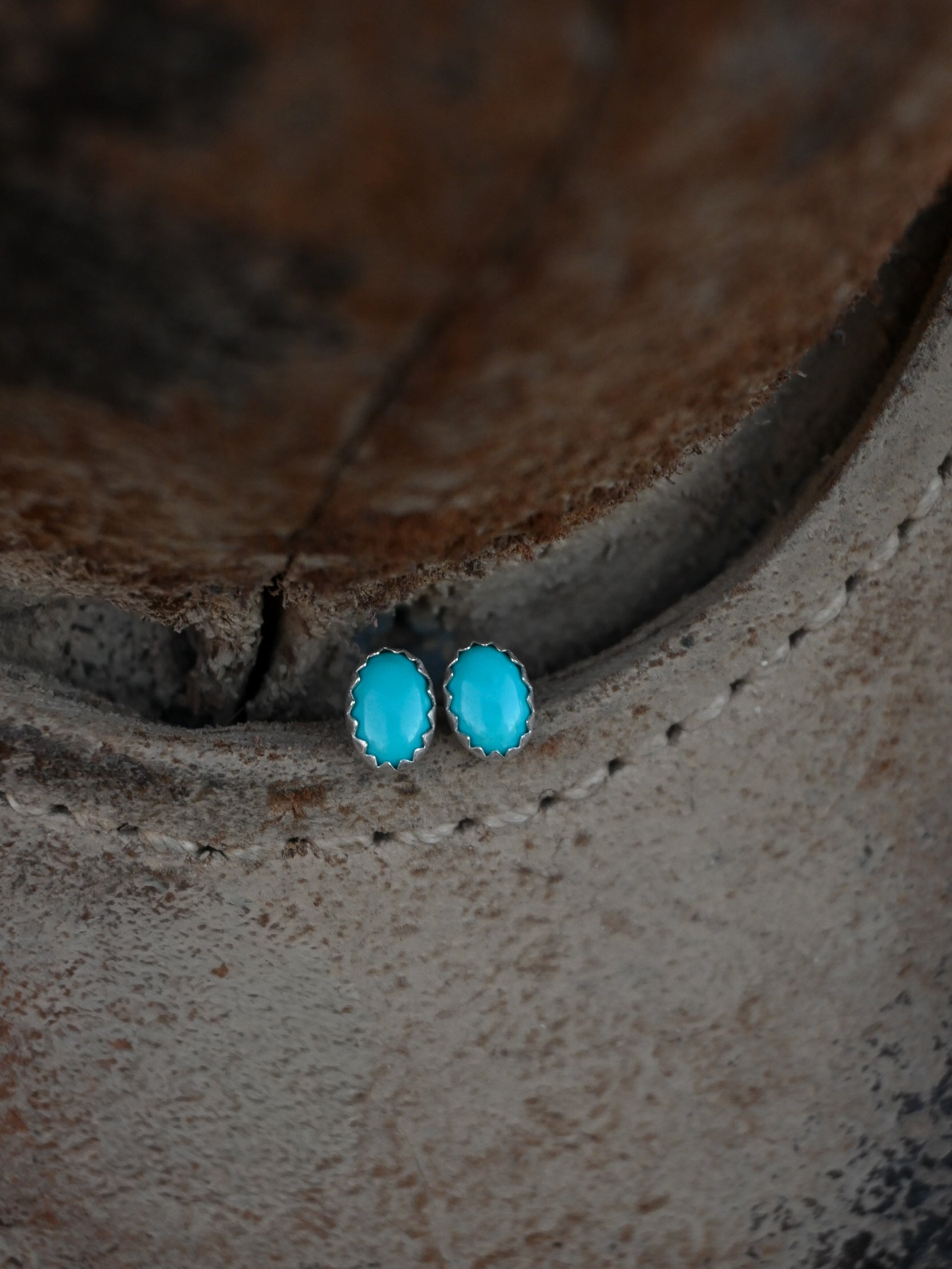 6x8mm Kingman Turquoise Studs image 0
