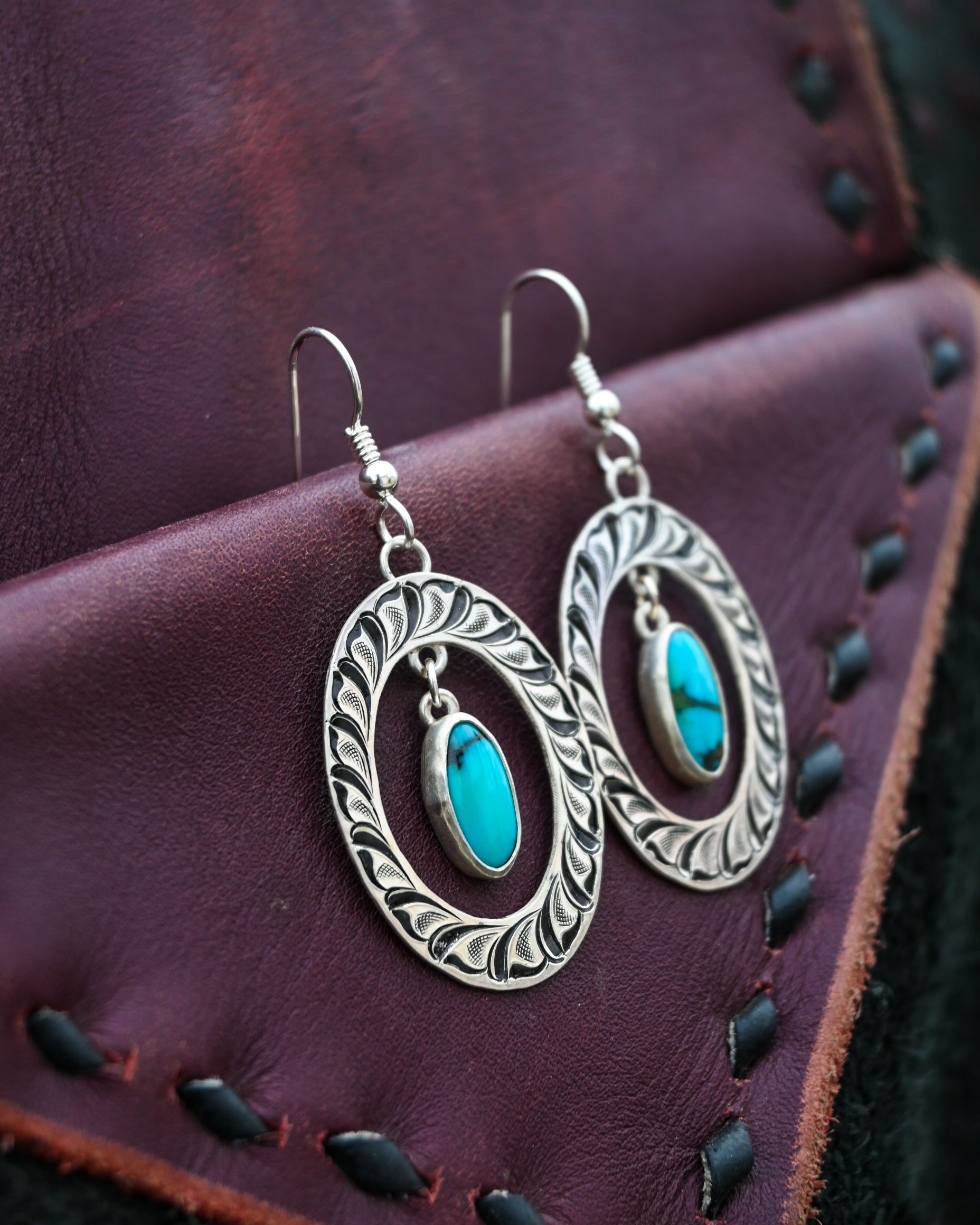 Silver ovals with kingman turquoise  image 0