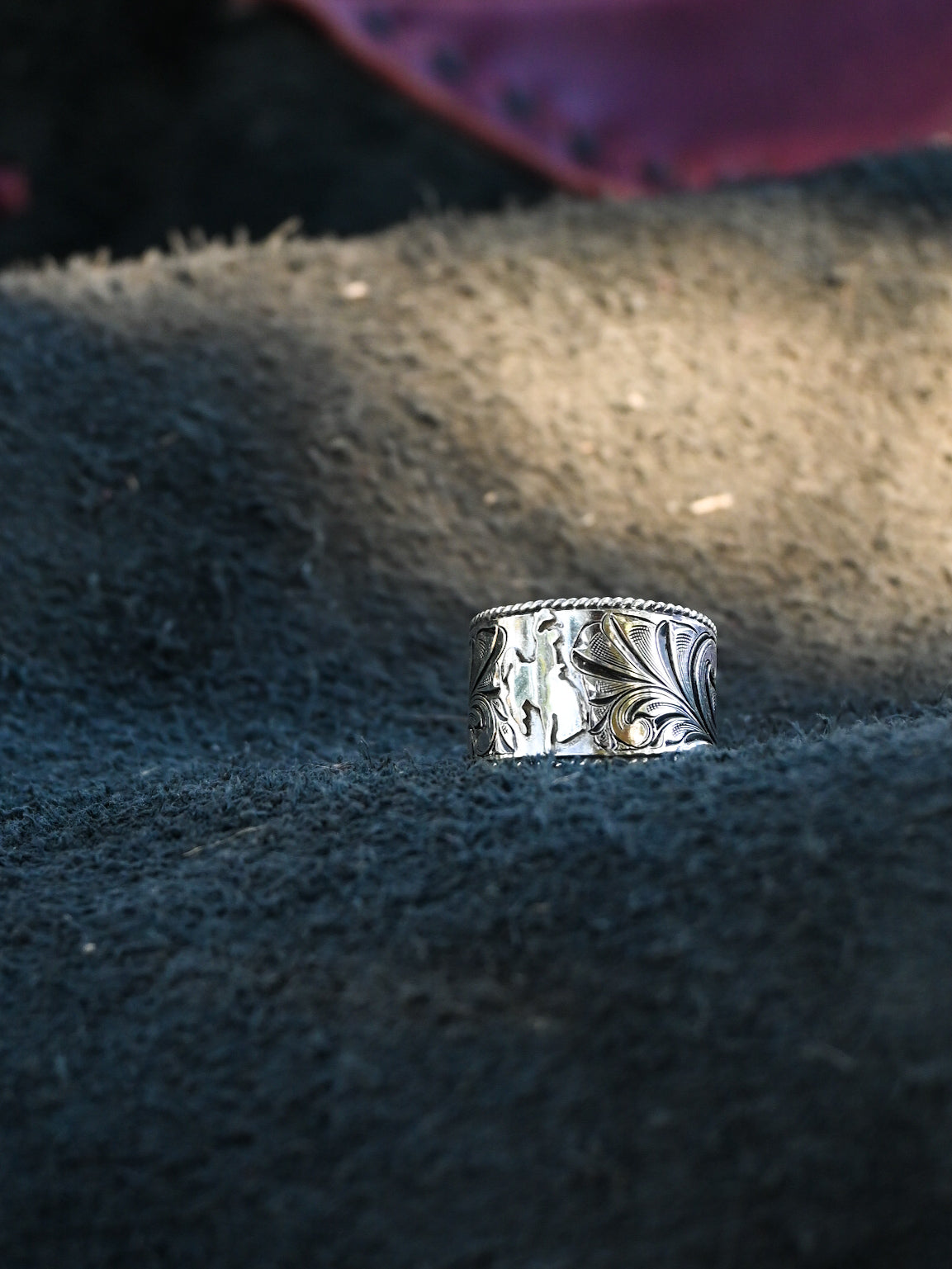 Adjustable Engraved Ring With Bronc Rider image 0