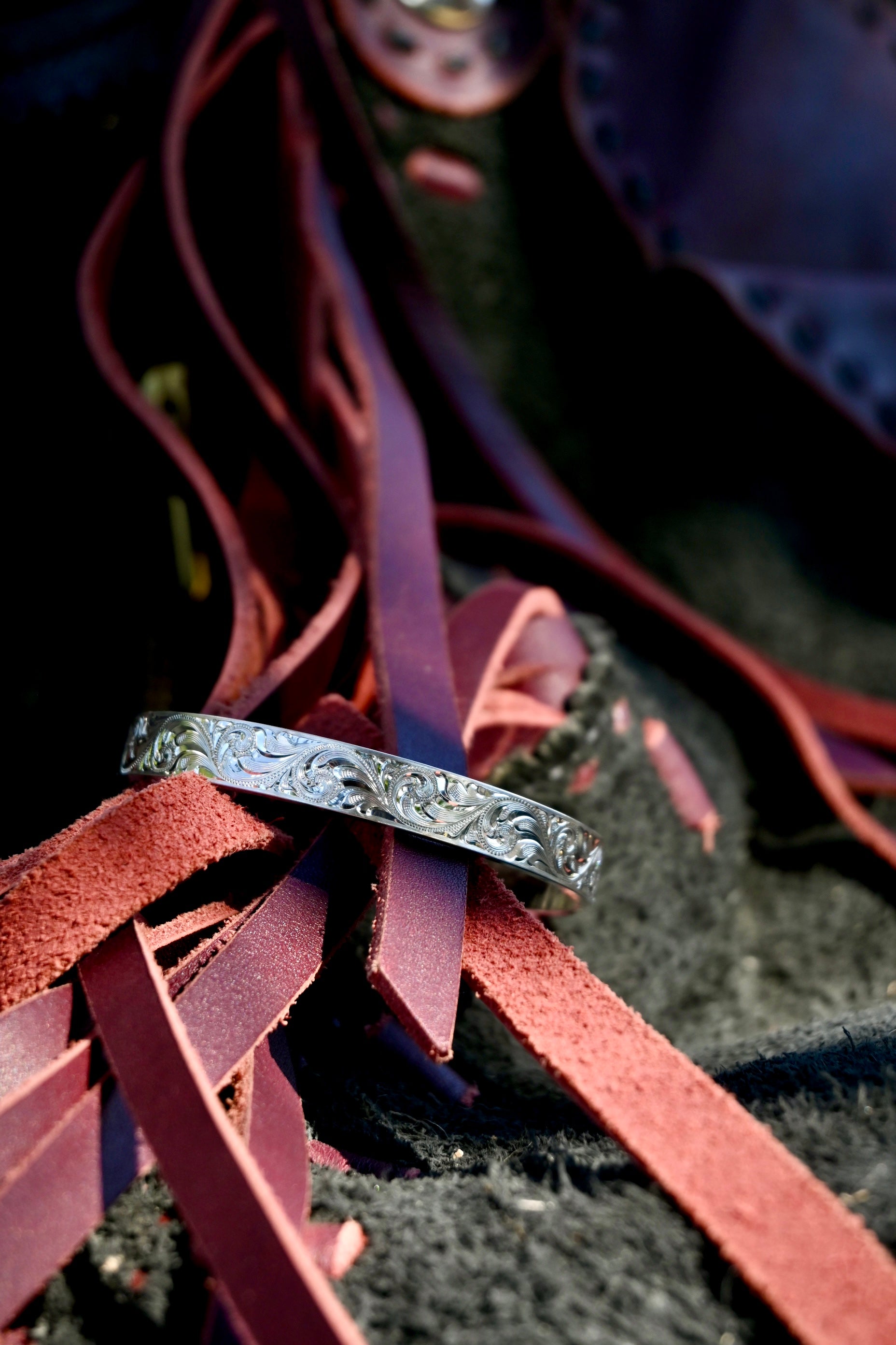 Fancy Silver Western Bright Cut Bracelet  image 0