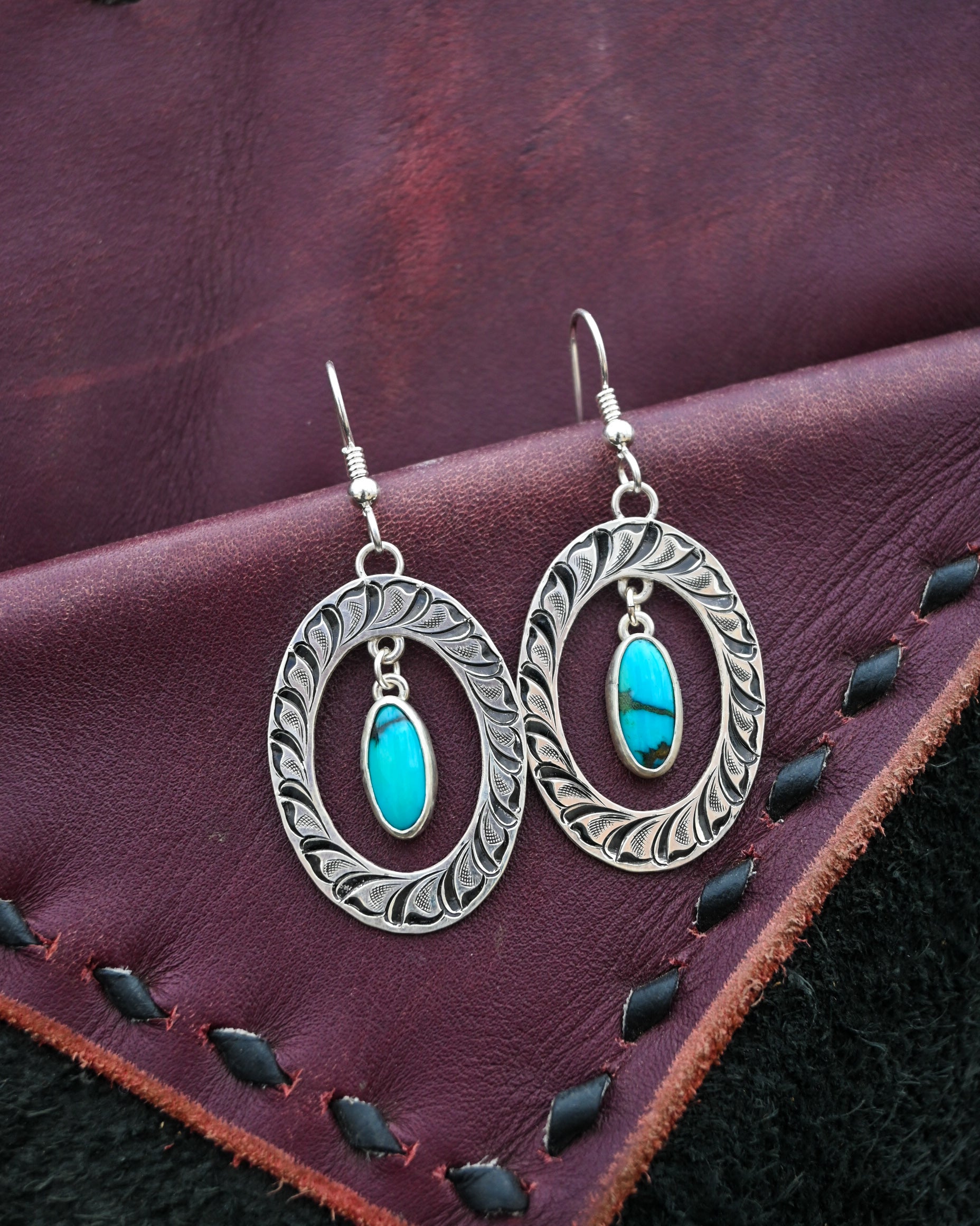 Silver ovals with kingman turquoise  image 2