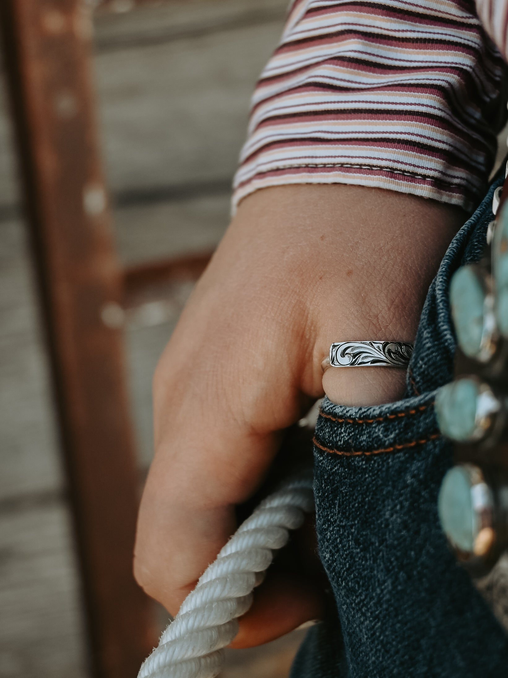 Engraved Bar Ring image 1