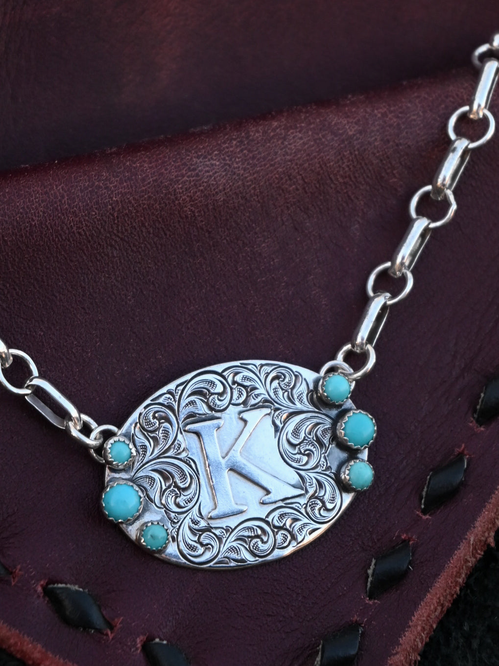 Ready to ship: Engraved Breakaway Necklace “K” image 1