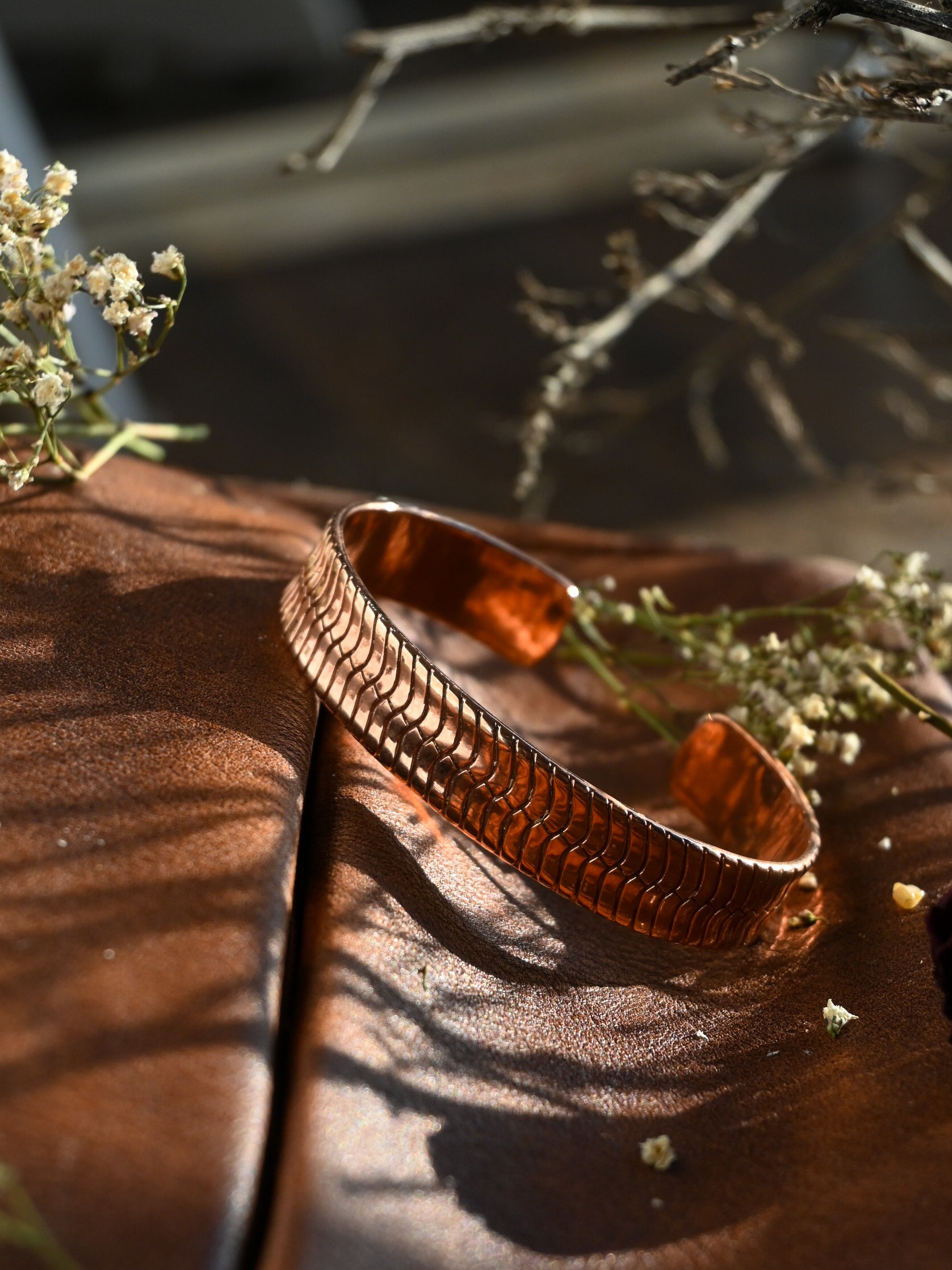 High Desert Herringbone Copper Cuff