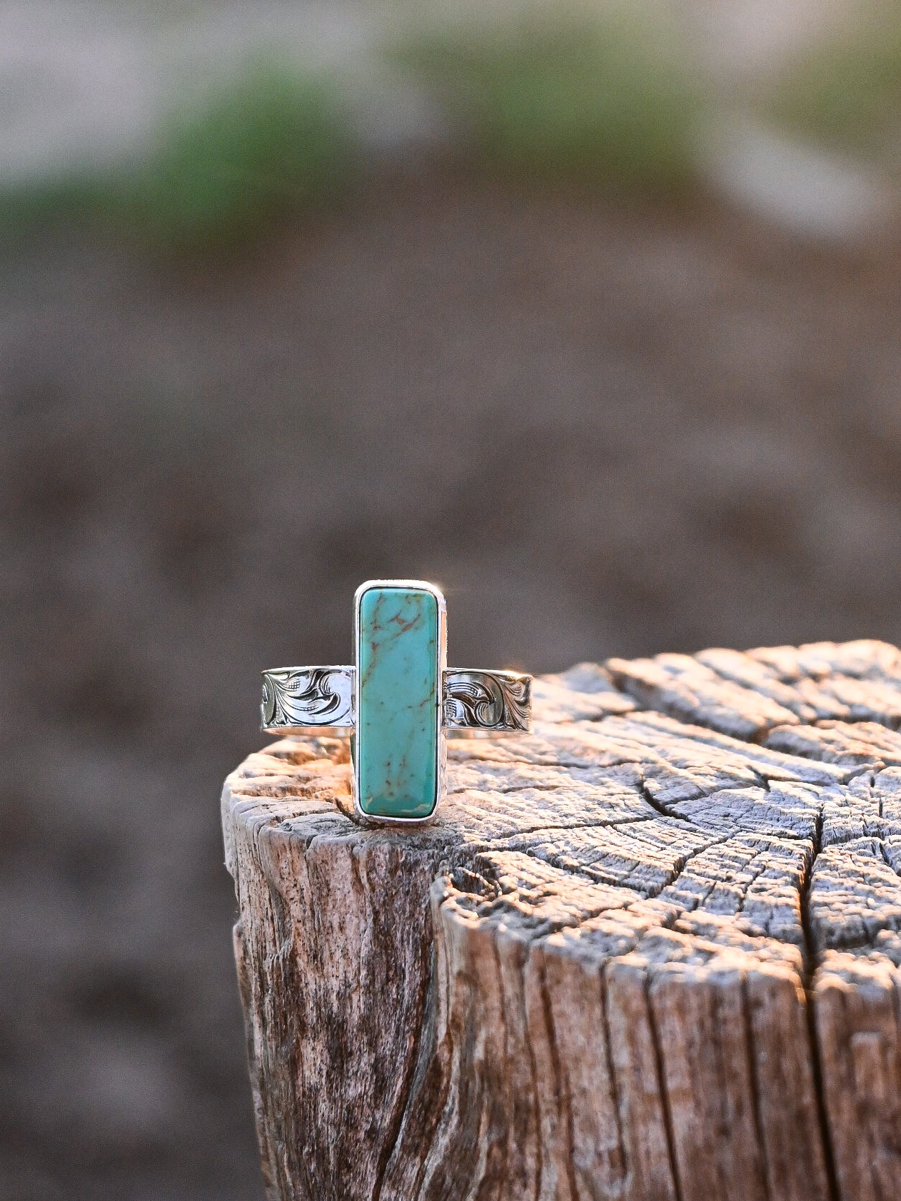 King Manassa Turquoise w/ hand engraved band(size 10) image 2