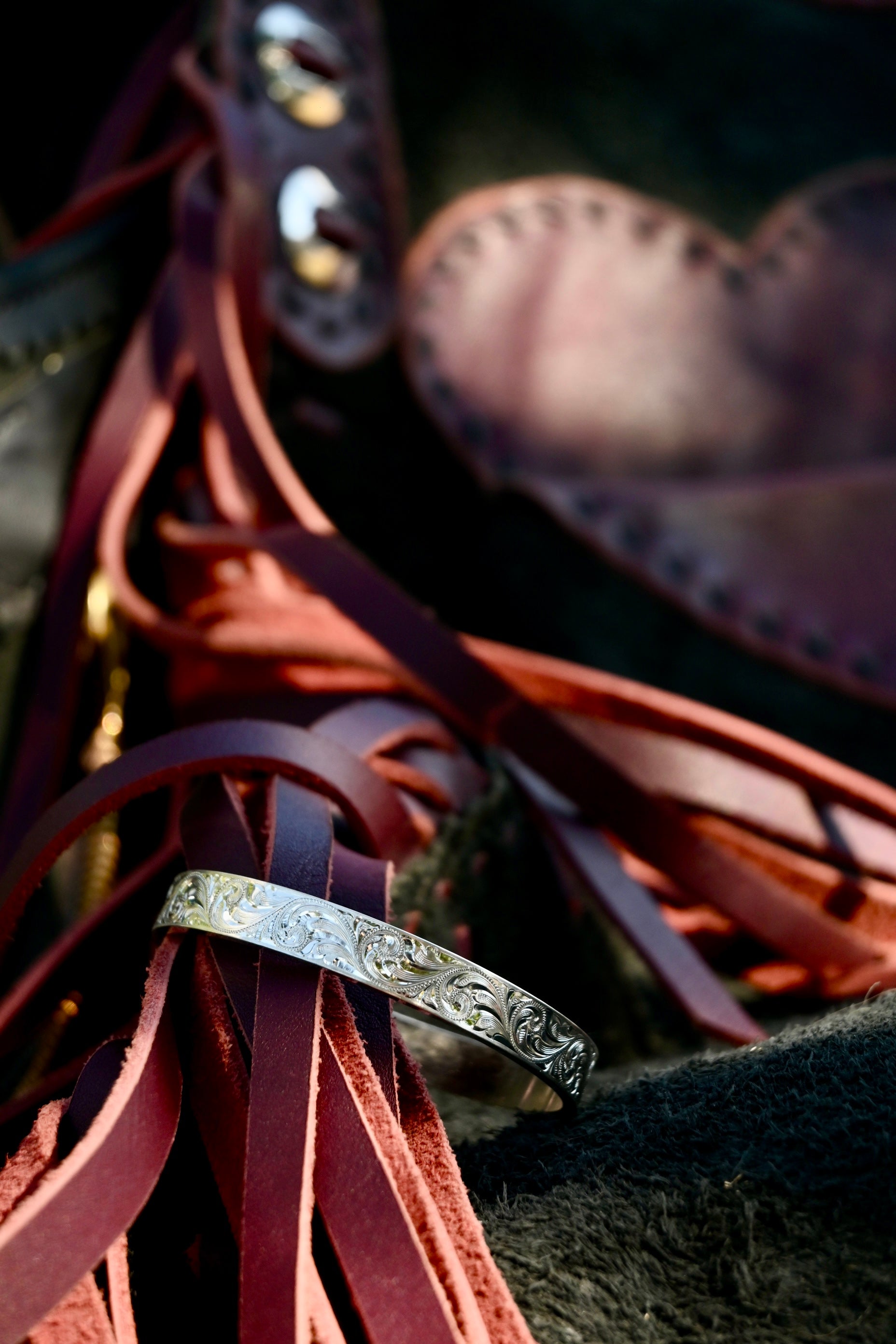 Fancy Silver Western Bright Cut Bracelet  image 1