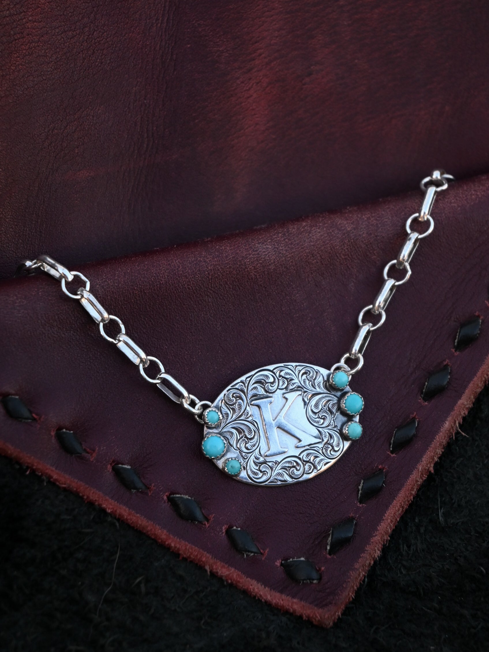 Ready to ship: Engraved Breakaway Necklace “K” image 0