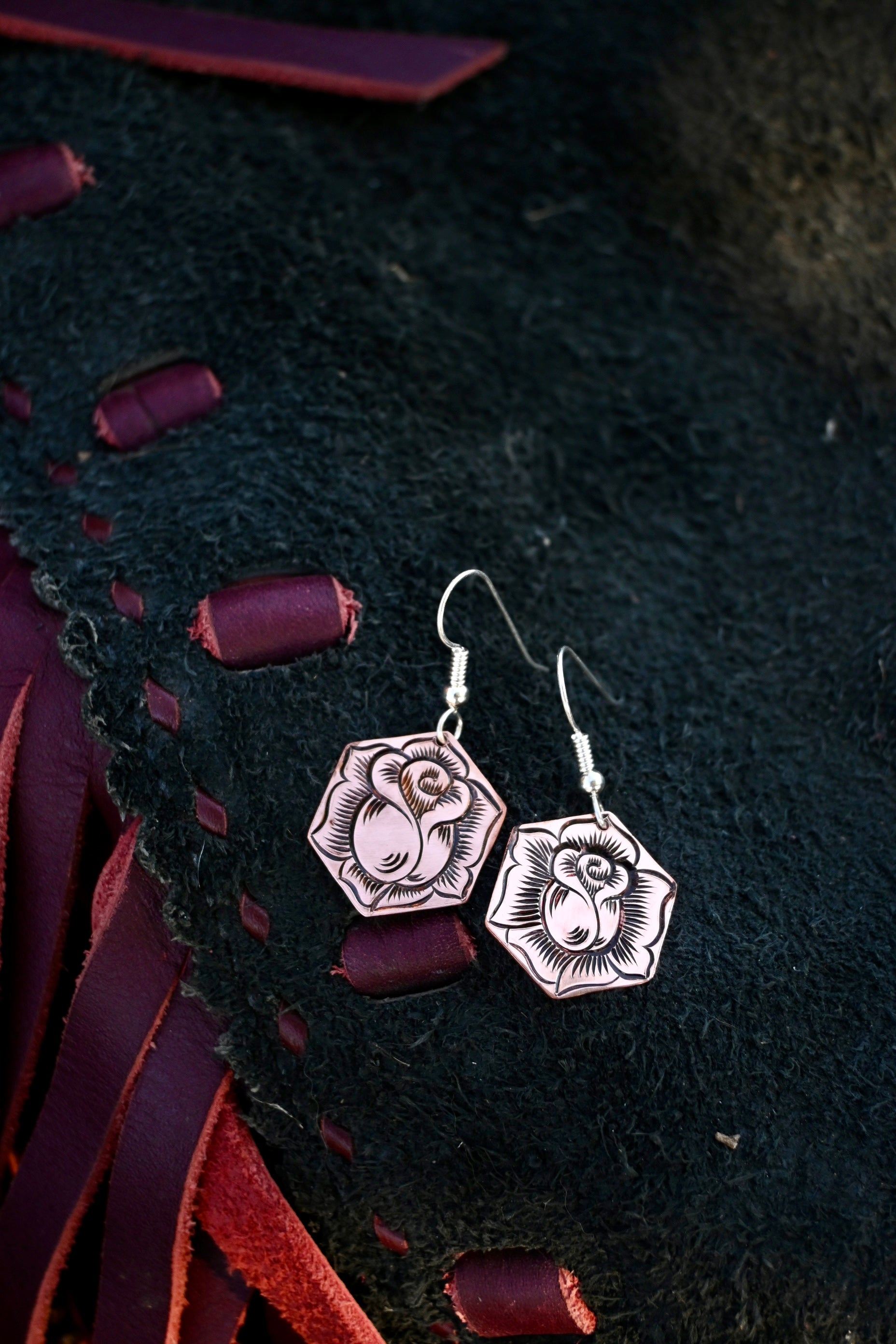 Copper Rose Earrings image 0