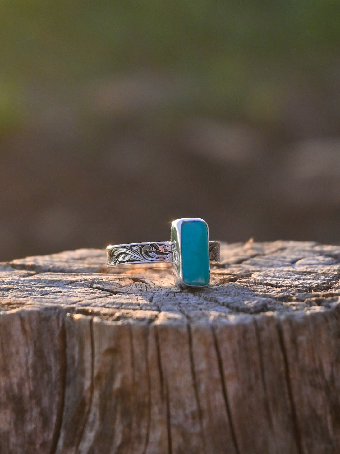 King Manassa Turquoise w/ hand engraved band(size 9) image 1