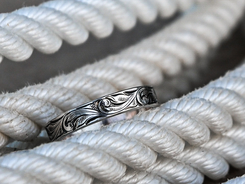 4mm Hand Engraved Band: Made to Order image 0